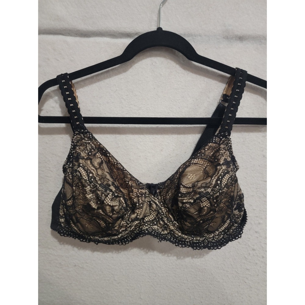 Classique 766 Mastectomy Bra 42B Black Lace Underwire Pocketed Support Vintage